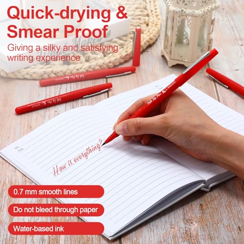 Image of Fuyoooo 36 Pcs Red Felt Tip Pens Bulk, Quick Dry, 0.7 mm Medium Point