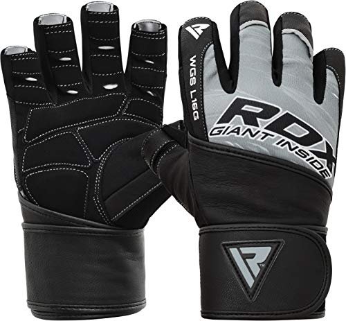 RDX Weight Lifting Gloves for Gym Workout - Long Leather Wrist Support, Breathable