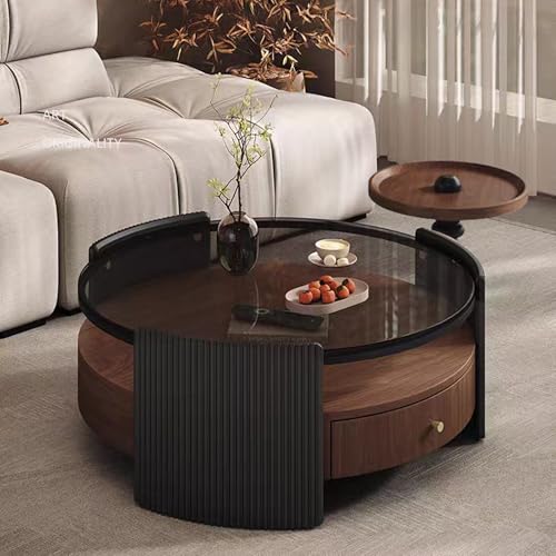 Image of The Attic Aloha Coffee Table Set, Glass Coffee Table, Wooden Centre Table
