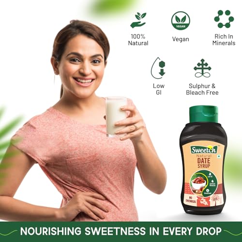 Image of Sweetch Assorted Natural Syrup (Date + Coconut + Palm) 400 gm - Healthy Sugar Replacement, Low GI, No Chemical & Free Flow | For Milk, Cookies, Milkshakes | Sweetener, Pack of 3