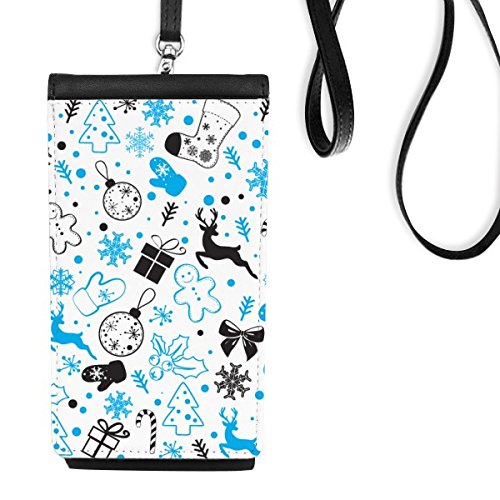 Sac à main téléphone en cuir avec motif de Noël pour smartphone noir
