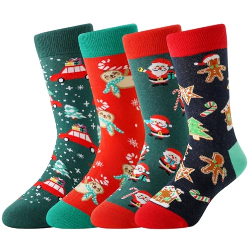 TOAMOUR 4 Pairs Christmas Socks for Kids, Christmas...