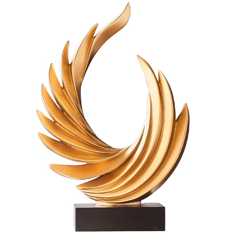Escultura Decorativa Abstracta Dorada de Resina Moderna