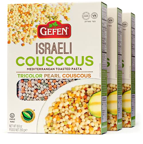 Gefen Tri-Colour Israeli Pearl Couscous 250g (Pack of 3) | All Natural Mediterranean Toasted Pasta GMO Free