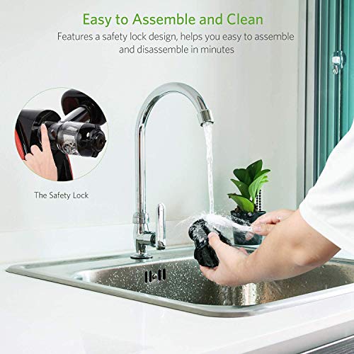 Juicer Machines, HOMEVER Slow Masticating Juicer for Fruits and Vegetables, Quiet Motor, Reverse Function, Easy to Clean Hight Nutrient Cold Press Juicer Machine with Juice Cup & Brush, BPA-Free