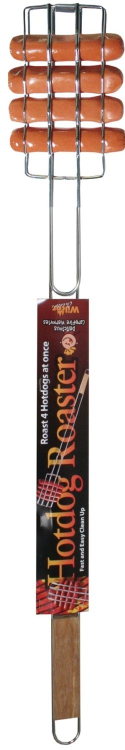 Wilcor Outdoors Campfire Cookware Classic Barbecue Heavy Duty Chrome Plated Hot Dog Weenie Roaster with Hardwood Handle - 2 Pack