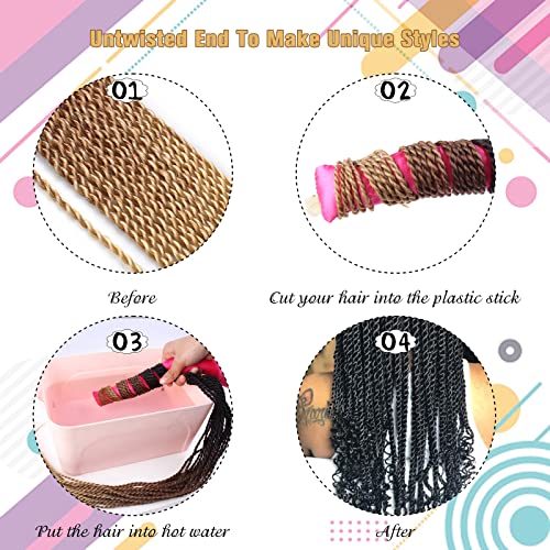 Samtress 14 Inch 8 Paks Senegalese Twist Crochet Hair Black Prelooped Crochet Hair Synthetic for Women Hot Water Setting Crochet Twist Braids Hair 25 strands/pack (#1B) - Image 3