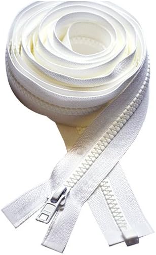 Long Arm Quilting Machine Zipper 90”–160” Zipper YKK #5 Molded Plastic ~ Separating Color Black or White (1 Zipper/Pack) (134 inch, White)