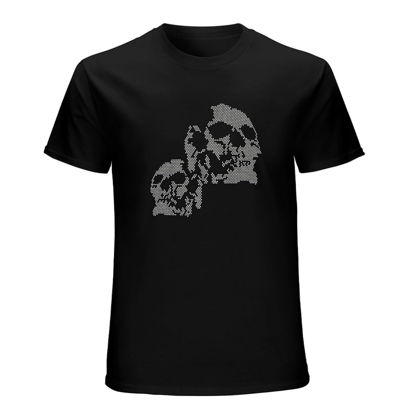 LI YA DENTAL Men's Twin Skull Rhinestone Diamante Top Sweatshirt Short Sleeve Black XXL