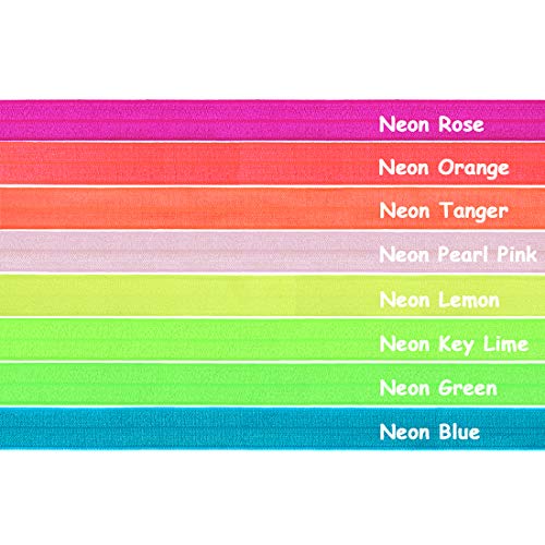 Diy Park 5 Yard 5/8" Neon Color Fold Over Elastic Spandex Satin Band Lace Baby Headband Sewing Trim(Neon Orange) #TOP1