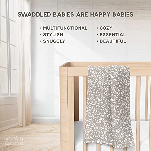 Image of Mini Wander Swaddles for Newborns Muslin Swaddle Blankets - Breathable Soft Receiving Blanket Baby Essentials | 47 x 47 Cotton - Magnolia Tree (Gray)