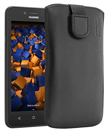 mumbi Echt Ledertasche kompatibel mit Huawei Y3 II Hülle Leder Tasche Hülle Wallet, schwarz