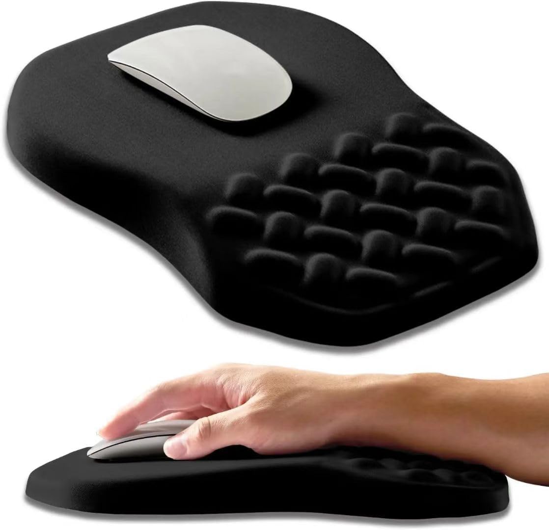 Memory Foam Mouse Pad - Ergonomic Wrist Rest with Massage Bumps, Non-Slip Base for Office/Home