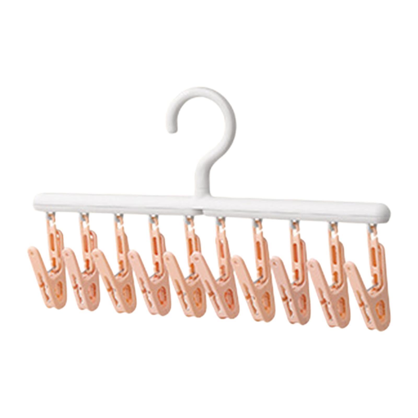 Socks Rack Travel Clothes Hanger with 10 Clips Multipurpose Underwear Hanger Clothes Dry Rack for Gloves Bras Lingerie