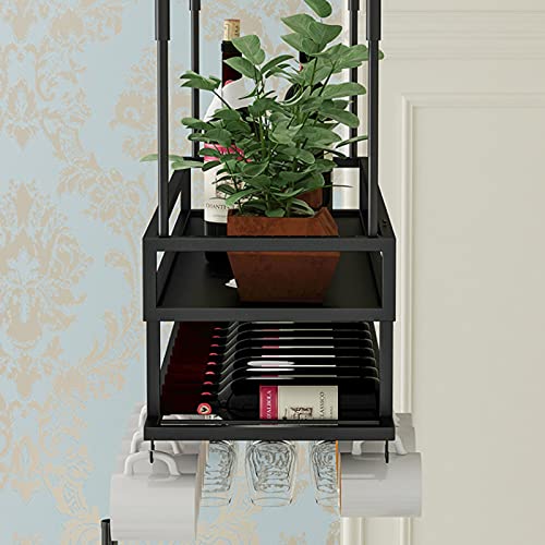 Soporte para botellas de vino ajustable negro y dorado miniatura 4