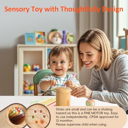 Image of Wooden Montessori Baby Toddler Toys for 1+ Year Old, Color Sorting Fine Motor Skills Matching Game Preschool Learning Activities, 2 3 4 Year Old Girls Boys Birthday Gifts