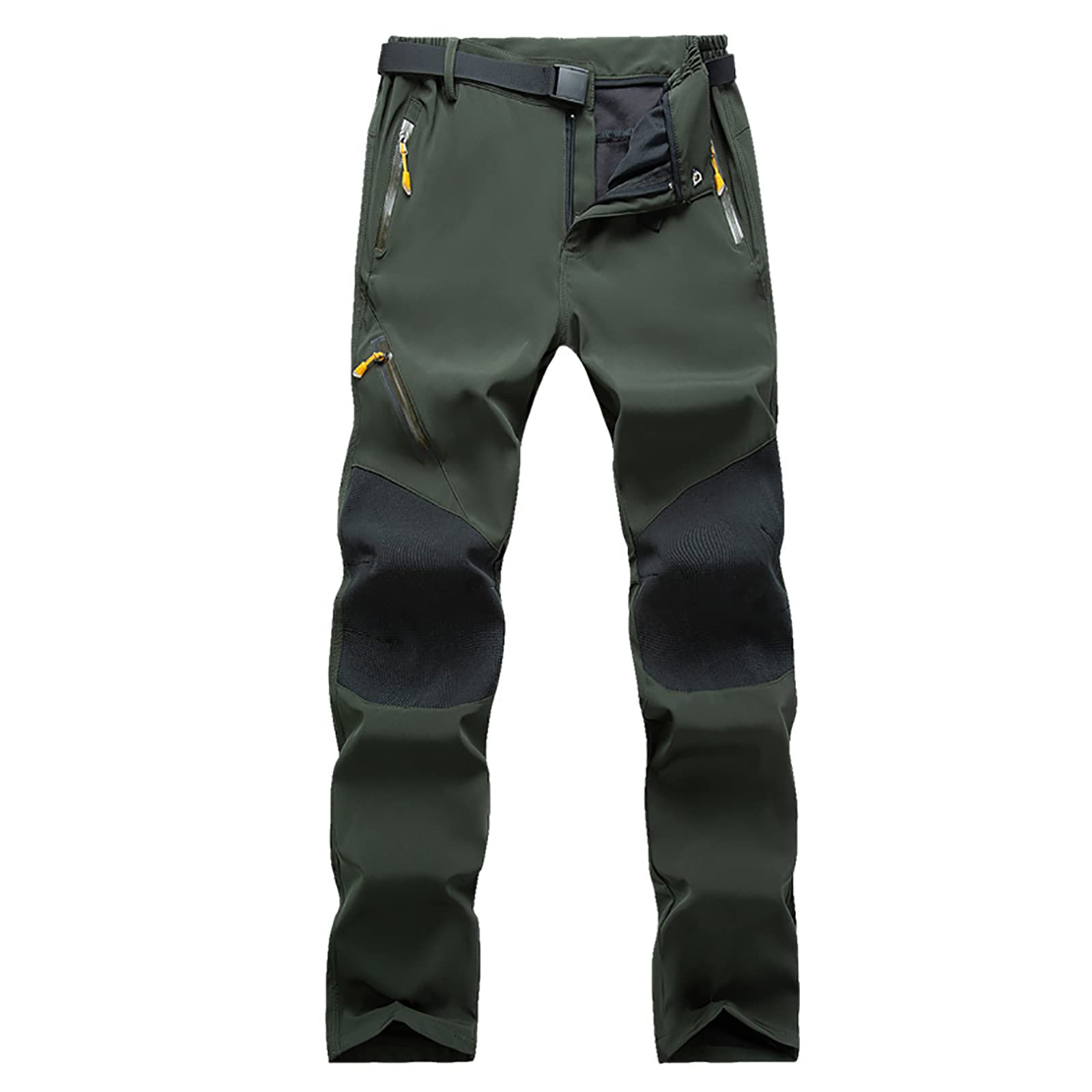Pantaloni da Trekking Uomo Impermeabili Softshell Pantaloni Asciugatura Rapida con Tasca Traspirante (Size:XXL,Color:Verde)