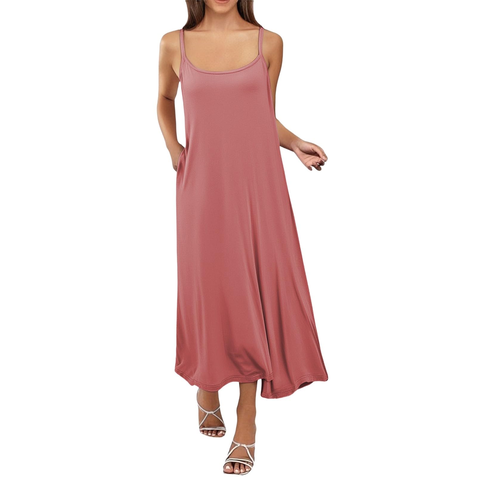 Robe longue d'été sans manches pour femme, dos nu, robe décontractée