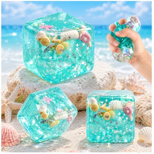 3PCS Nice Cube Anti-Stress Fidget Squishy,Anti-Stress glaçon,Squishy Cube à Presser Fidget Balle,Jouet Sensoriel Coloré et Portable pour Soulagement...