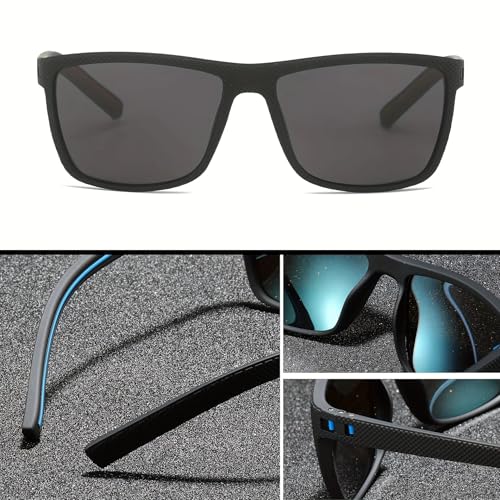 Image of Square Polarized Sunglasses for Men Sports Style Driving Travel Sun Glasses Lightweight Frame UV Protection Anti Glare Mirrored Goggles