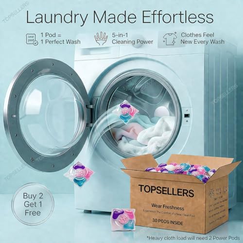 Image of 5-in-1 Magic Laundry Detergent Pods Pro | Tough Stain Remover for Top & Front Load Washing Machines | Floral Fresh Fragrance | Eco-Friendly Dissolvable Pods | 1 Pod = 1 Wash (5-7kg Load) (PACK OF 50)