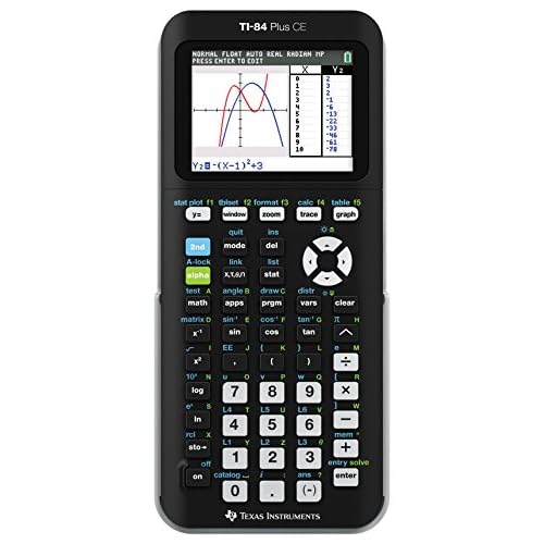 Texas Instruments TI-84 PLUS CE Graphing Calculator, Black (Frustration-Free Packaging) (84PLCE/PWB/2L1/A)