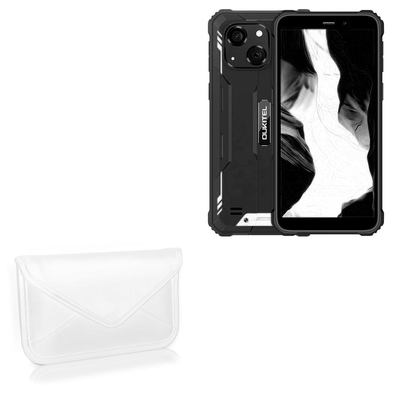 BoxWave Case Compatible with Oukitel WP20 - Elite Leather Messenger Pouch, Synthetic Leather Cover Case Envelope Design - Ivory White