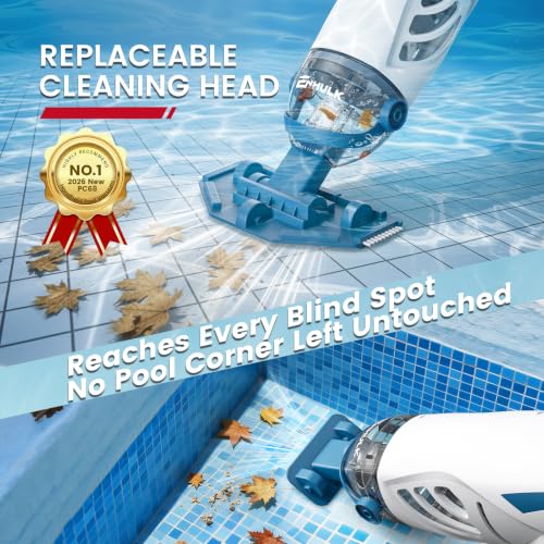 Image of PC68 Pro Pool Vacuum, Upgraded 26.5 GPM Beast-Level Suction, 9' Extra-Long Extension Pole, 4 Filters Unit, 1H Runtime, Cordless Handheld Pool Cleaner for Above Ground & Inground Pools