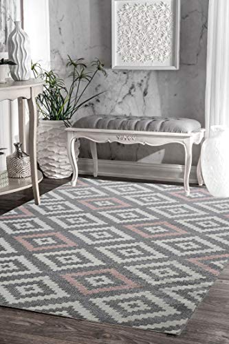 TAVLA Tapis de salon moderne - 120 x 160 cm - 100% polypropylene frisée - Rose