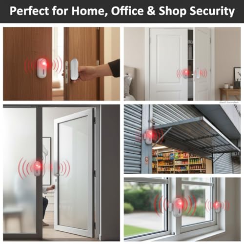 Image of BlackT Electrotech (BT51D2) Wireless Door /Window Sensor Alarm System Kit - Home Security Entry Detector for Doors & Windows with Remote Control & Panic Function