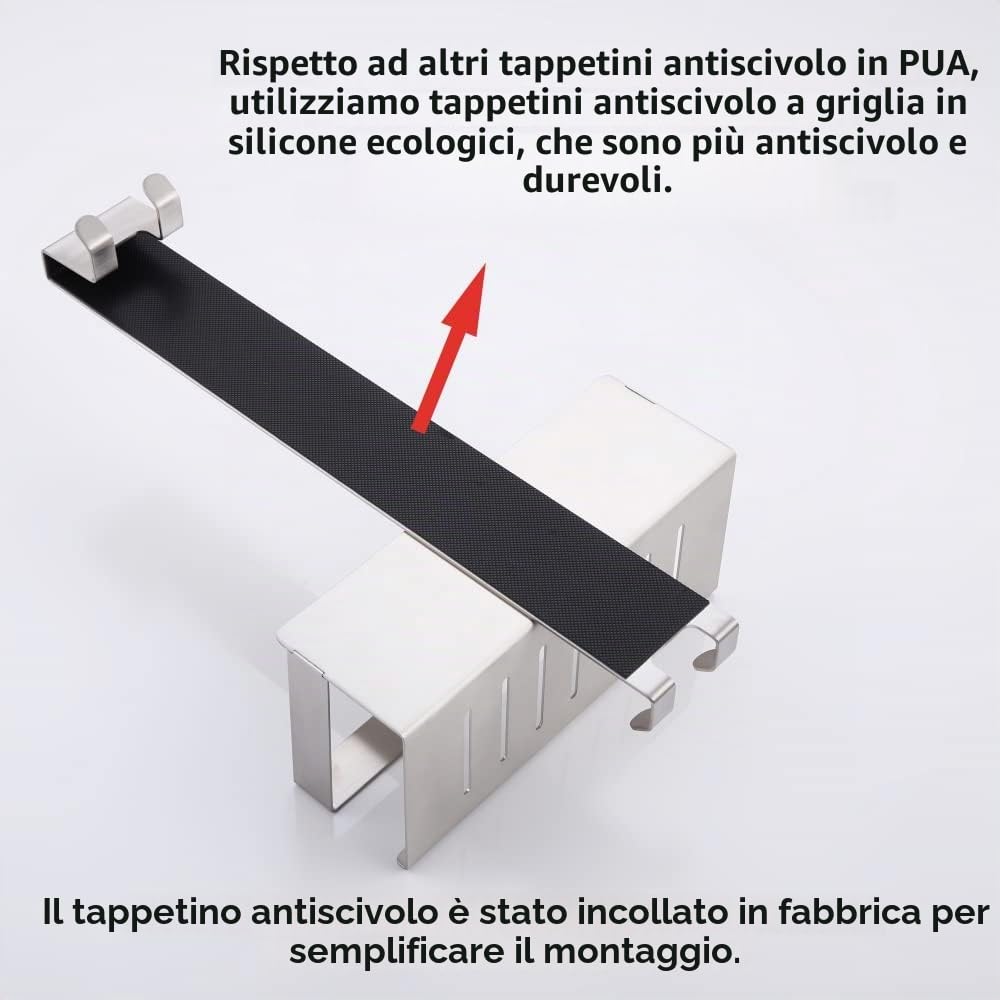 Mensola per Cabina Doccia Portaoggetti da Appendere Staffa per Shampoo Nichel Spazzolato Vetro Ganci K07-23BNGL