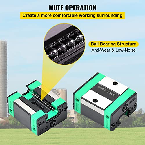 Image of VEVOR 2PCS Linear Rail 0.79-67 Inch, Linear Bearings and Rails with 4PCS HSR20 Bearing Block, Linear Motion Slide Rails Plus for DIY CNC Routers Lathes Mills, Linear Slide Kit fit X Y Z Axis | Linear Rail Slide HGR20-1700mm