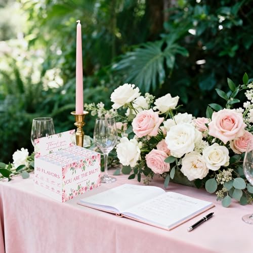 Image of 50 Pack Moisturizing Lip Balms in Bulk Pink Floral Flower Wedding Gifts Reception Ideas It's a Girl Baby Shower Party Favors Thank You For Celebrating With Us Return Gift You Are The Balm