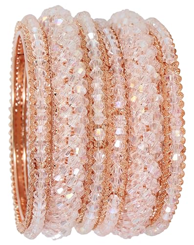 Image of NMII Stylish Pearls Alloy Metal Kada Bangles Set For Women and Girls | Fancy Metal Bangles | Trendy Design Bangles For Girls | Wedding, Party, Shadi Fashion Jewellery-Set of 6 Bangles