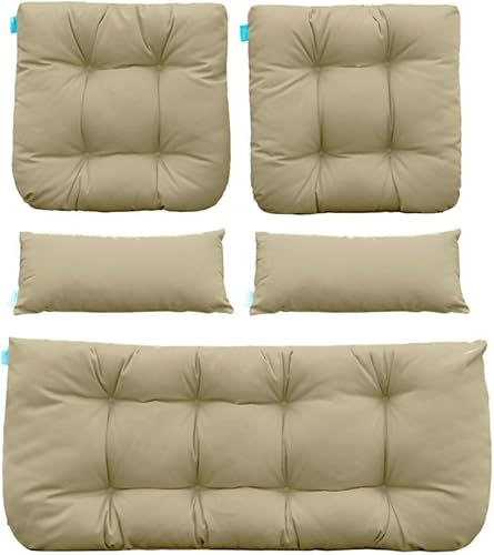 QILLOWAY - Cojines de asiento de mimbre para patio al aire libre, dos almohadas en forma de U, dos almohadas lumbares para muebles de patio, sofá de