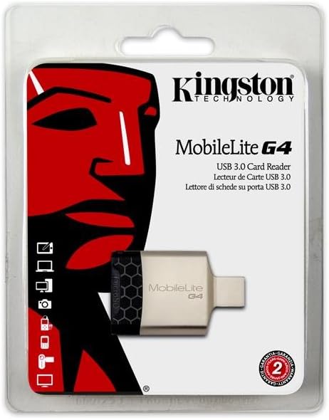 Kingston Digital USB 3.0 Portable Card Reader for SD, SDXC, SDHC, MMC, RS-MMC, microSD, microSDHC, microSDXC Card UHS-I and UHS-II, Class 4, 6, and 10 Memory Cards. MobileLite G4 (FCR-MLG4)