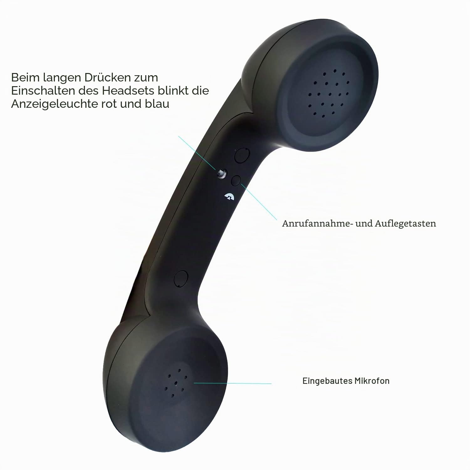 kabellose Retro-Telefonhörer Kopfhörer für EIN Handy mit bequemem Anruf
