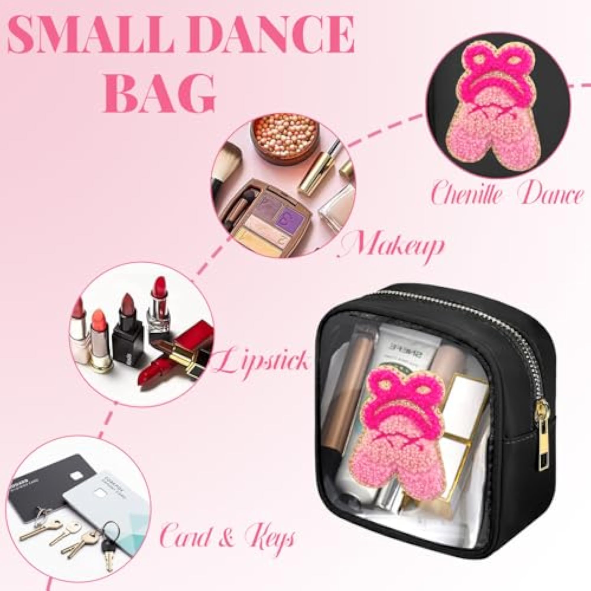Clear-Bag, Black-Dance, 2 PCS Cosmetic Bags