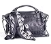 Angellswin Black Faux Leather 3d Skull Revit Women Scarf Tote Shoulder Purse Cross Body Handbag
