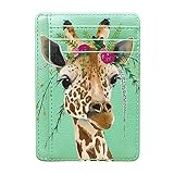 BestEioyo Slim Minimalist Front Pocket Wallet, Mini RFID Blocking Credit Card Holder Front Pocket Wallet, Coin Purse with ID Window for Women Ladies，Giraffe