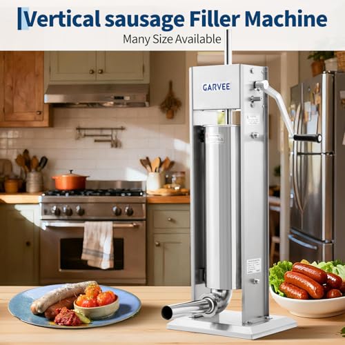 Image of Premium Vertical Sausage Stuffer Machine 7L with 5 Stainless Steel Stuffing Tubes, Detachable Parts for Easy Cleaning, Commercial and Home Use