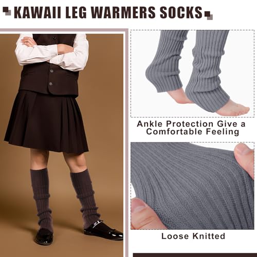Image of Sintege 6 Pairs Kawaii Leg Warmers Japanese Style Knitted Loose Socks Leg Warmers for Girls Women Lolita Costume School