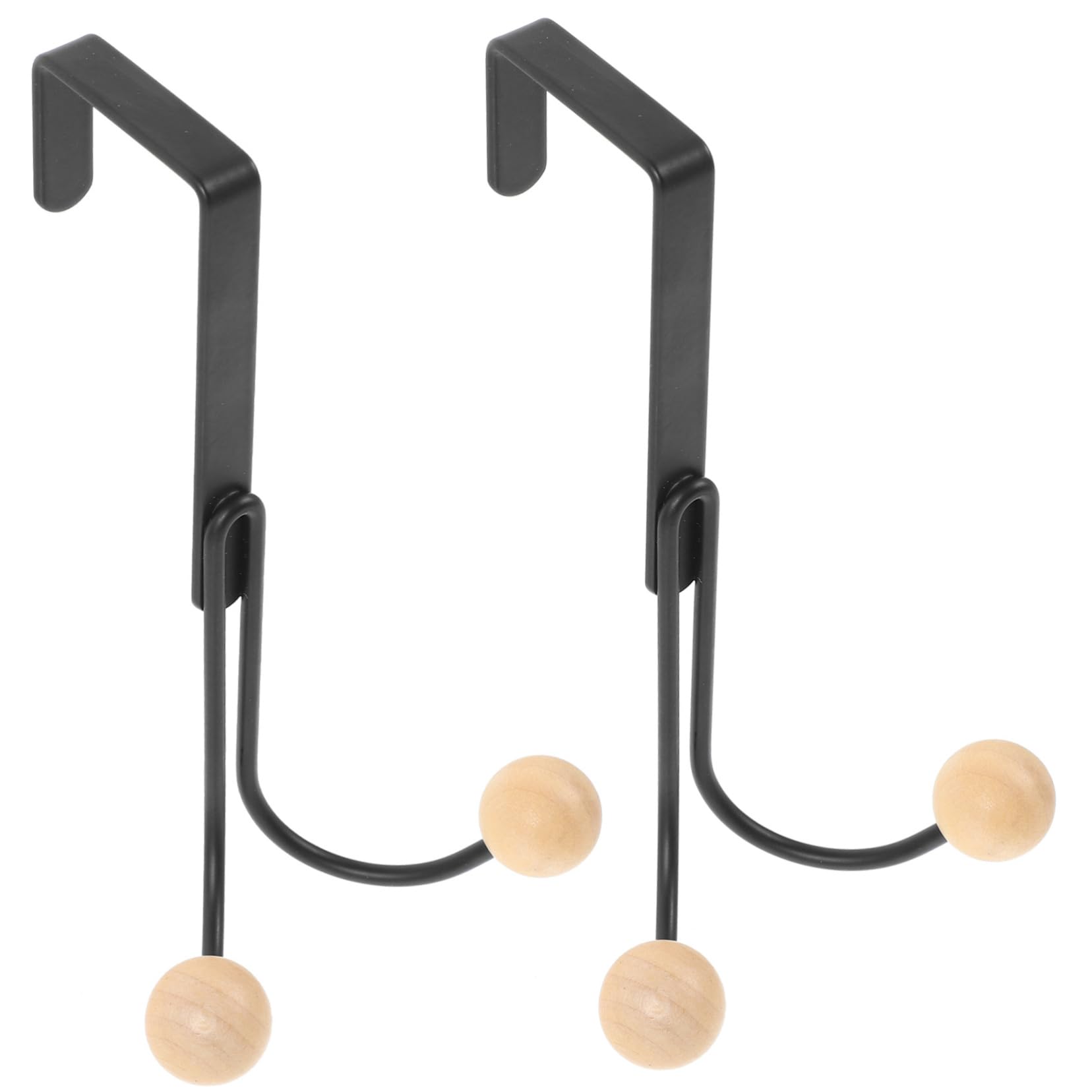 PRETYZOOM Gancho De Puerta Gancho Para Toallas Sobre La Puerta Encima Perchas Abrigos Afuera Ganchos De Puerta Estante Colgante Manos Prenda De Madera Negro 2 Piezas X 4