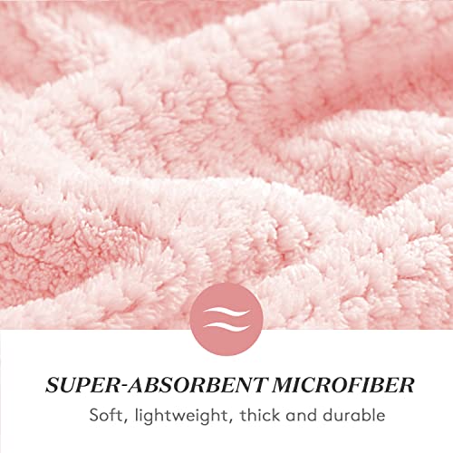 Image of YFONG Large Hair Towel Wrap for Women, Super Absorbent Microfiber Hair Towel for Curly Hair, Fast Drying Hair Turbans with Elastic,Hair Drying Towel Wrap for Hair Care 26.3 inch X 40 inch (Pink)