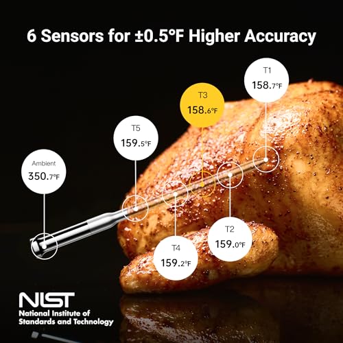 ThermoMaven Smart Bluetooth Wireless Meat Thermometer, 10X Enhanced Sub-1G Signal and Stability, Standalone Display Base, Certified Accuracy ±0.5°F, WiFi Unlimited Range for BBQ, Oven, Smoker, Grill
