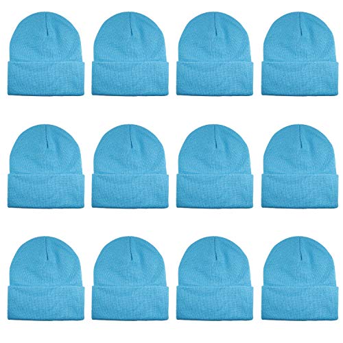 Gelante Unisex Beanie Cap Knitted Warm Solid Color and Multi-Color Multi-Packs.2040-12Aqua Blue