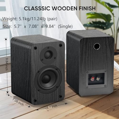 Image of LONPOO Powered Bookshelf Speakers - Wireless 100W RMS Bluetooth with eARC - Powerful Home Music System - Home Theater Systems, Studio Monitors,Black
