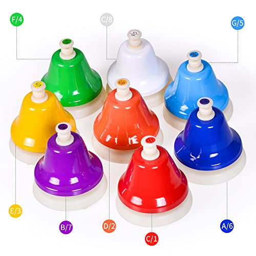Ennbom Desk Bells Hand Bells 8 Notes Music Bells Percussion Instrument Musical Teaching Diatonic #TOP4