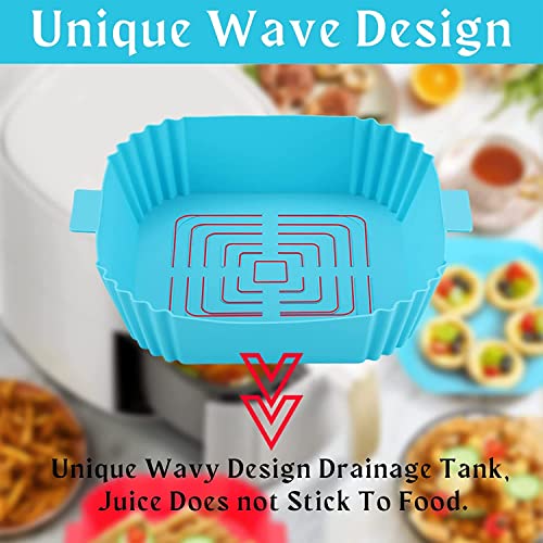 Image of Silicone Air Fryer Liners Reusable Food Safe Oven Accessories Parchment Paper, Square Silicone Baking Tray Pots Basket Heat Resistant (3 Count)