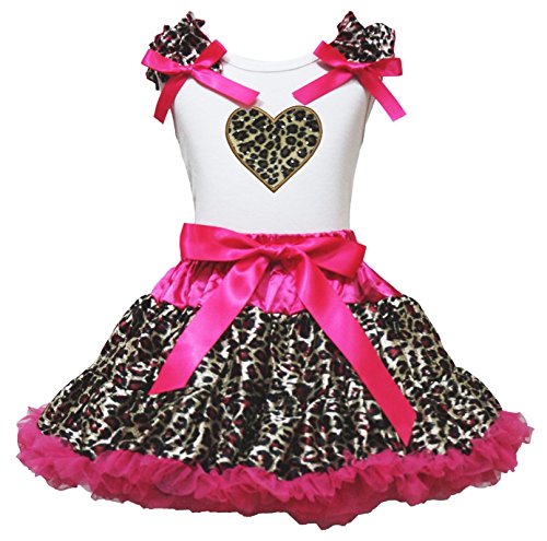 Tutú rosa leopardo pettiskirt y camiseta niña ropa outfit set para 1-8 años